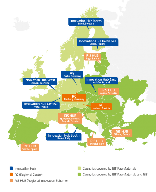 EIT RawMaterials RIS Mapp Mapa del EIT RawMaterials